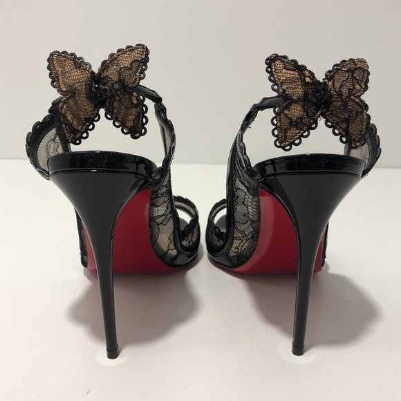 Christian Louboutin Black Lace And Patent Leather - Picture 3 of 6